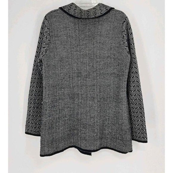 Sioni Black & White Herringbone w/Contrasting Sleeves Collar Sweater Jac… - Picture 2 of 3